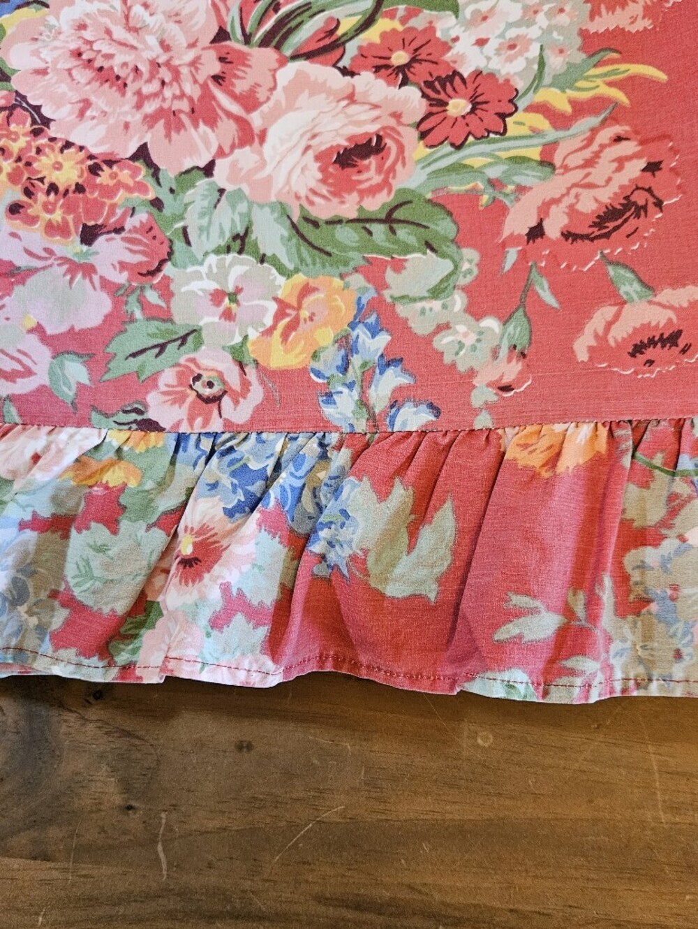 Ralph Lauren Beach House Fuchsia QUEEN Ruffled Flat Sheet-100% Cotton USA 1990's - Picture 6 of 6